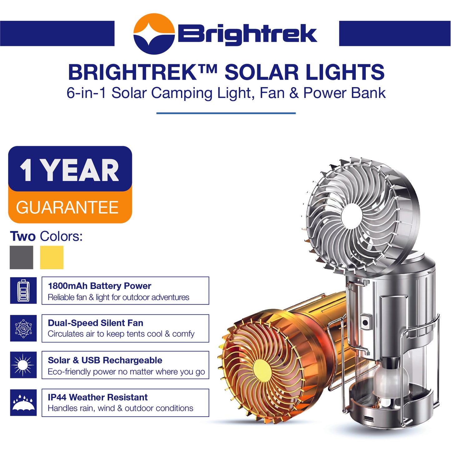 Brightrek SolarFan Pro™ – Premium 3-in-1 Lantern, Fan & Power Bank