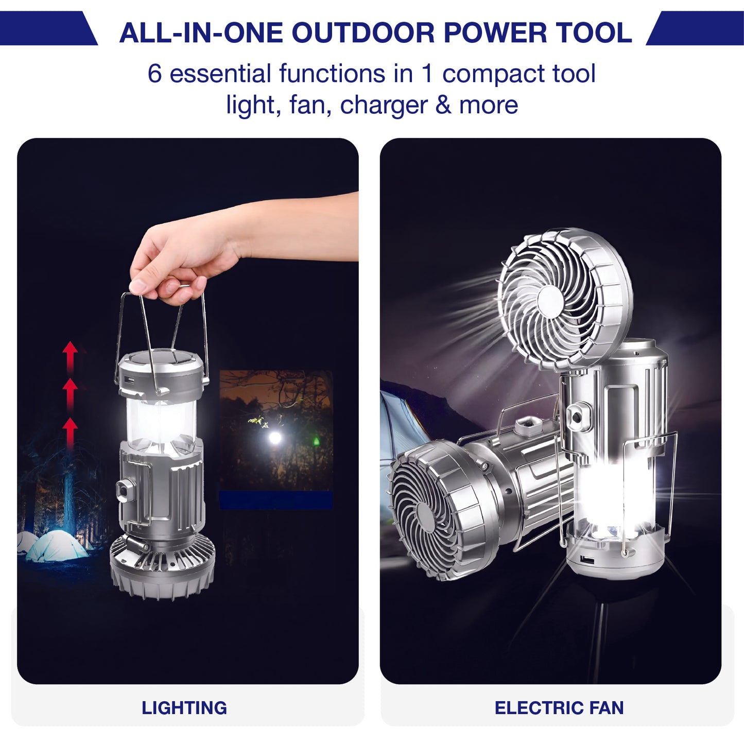 Brightrek SolarFan Pro™ – Premium 3-in-1 Lantern, Fan & Power Bank